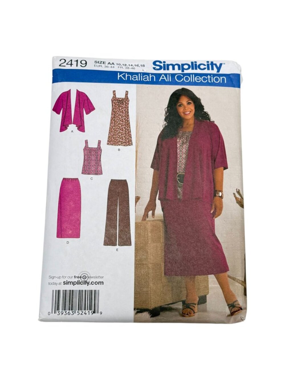 Simplicity 2419 Khaliah Ali Wardrobe Sewing Pattern Size‎ 10 12 14 16 18 Uncut